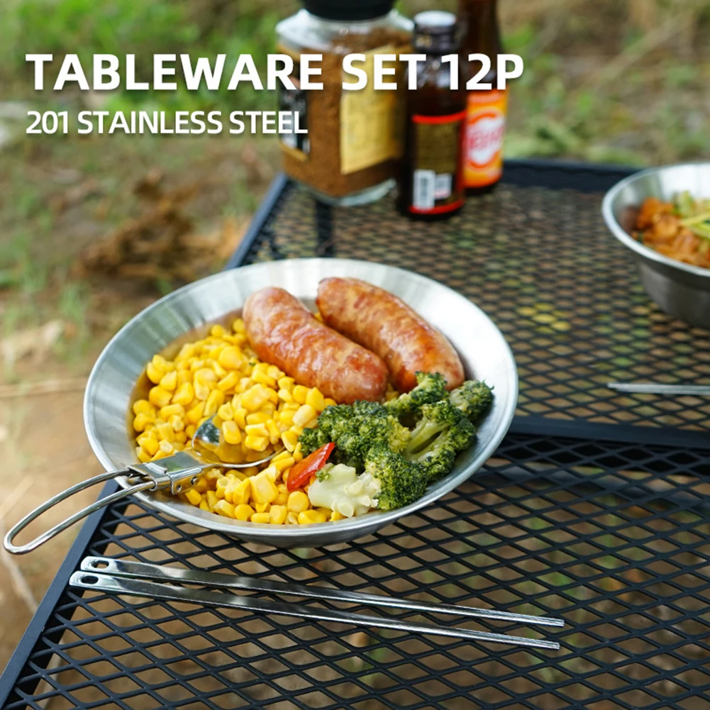 Outdoor Cutlery 12-Piece Set Stainless Steel Dinner Plate Barbecue Camping Home Or Picnic Bag Pure Titanium Spoon Fork K-Nife
Outdoor Cutlery 12-Piece Set Stainless Steel Dinner Plate Barbecue Camping Home Or Picnic Bag Pure Titanium Spoon Fork K-Nife