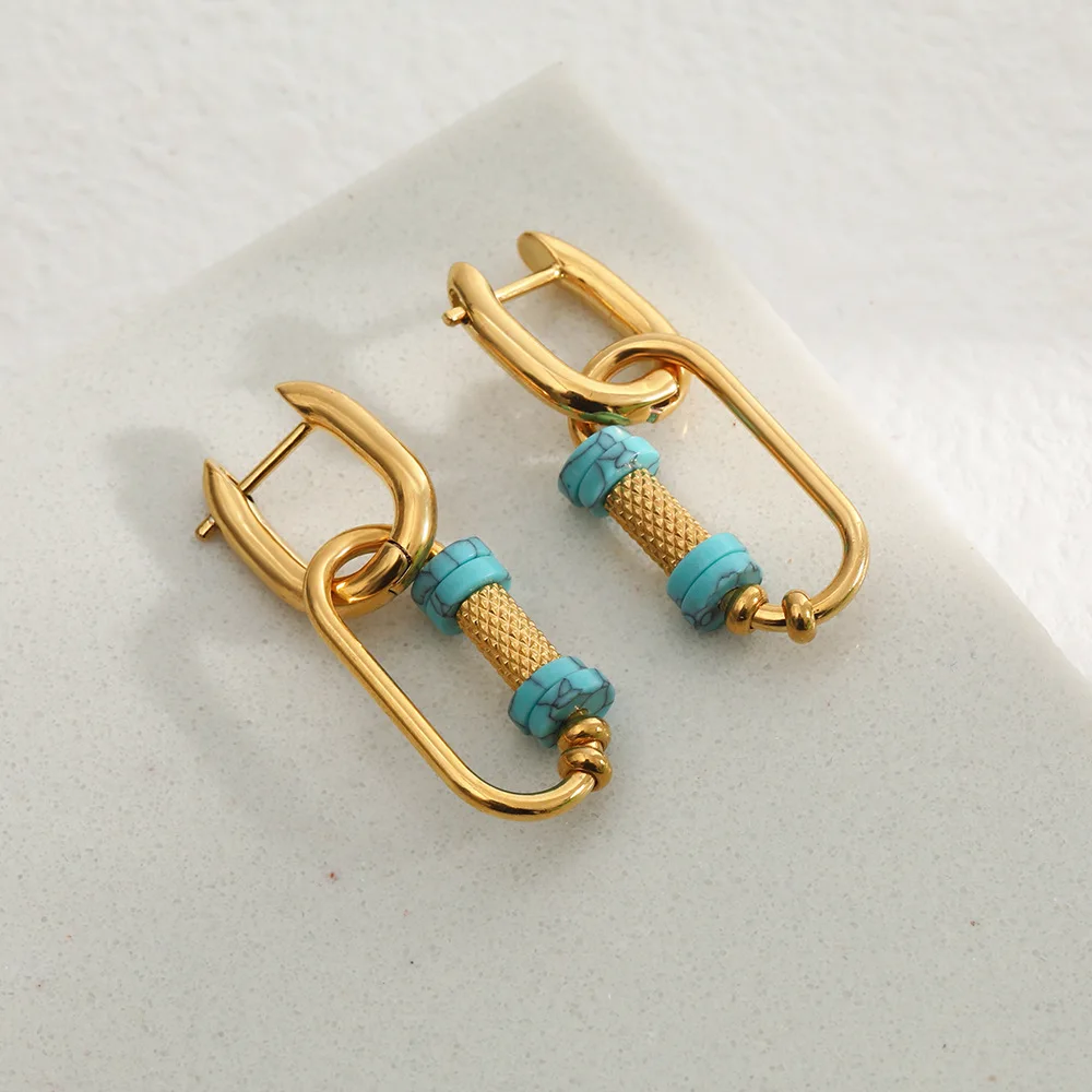 Minar Personality 18K Gold PVD Plated Stainless Steel Huggie Earring for Women Blue Color Natural Stone Long Hoop Earrings Gift
Minar Personality 18K Gold PVD Plated Stainless Steel Huggie Earring for Women Blue Color Natural Stone Long Hoop Earrings Gift