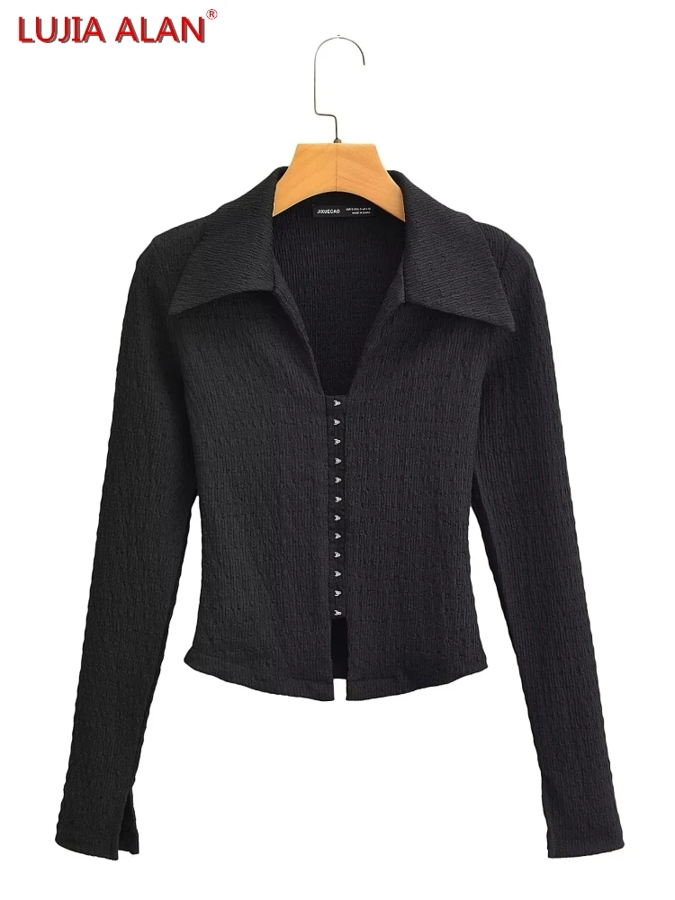 новый женский воротник горячей продажи простой застегнутый рукав досуг черный кофта LUJIA ALAN B935
новый женский воротник горячей продажи простой застегнутый рукав досуг черный кофта LUJIA ALAN B935