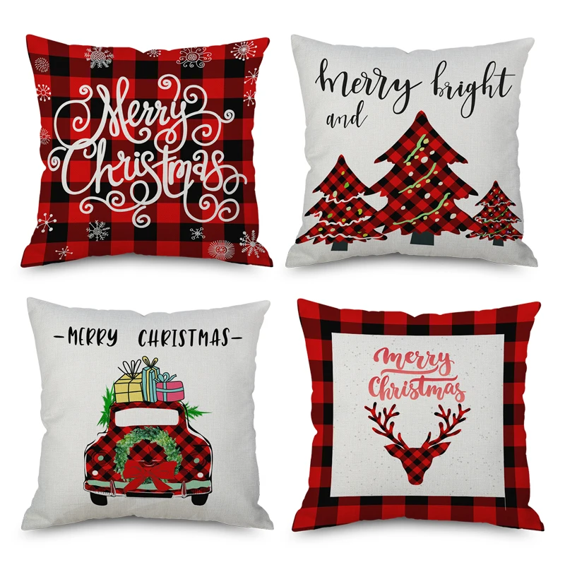 

45cm Christmas Cushion Cover Navidad Merry Christmas Decorations For Home 2021 Xmas Noel Cristmas Ornaments New Year Gifts 2022