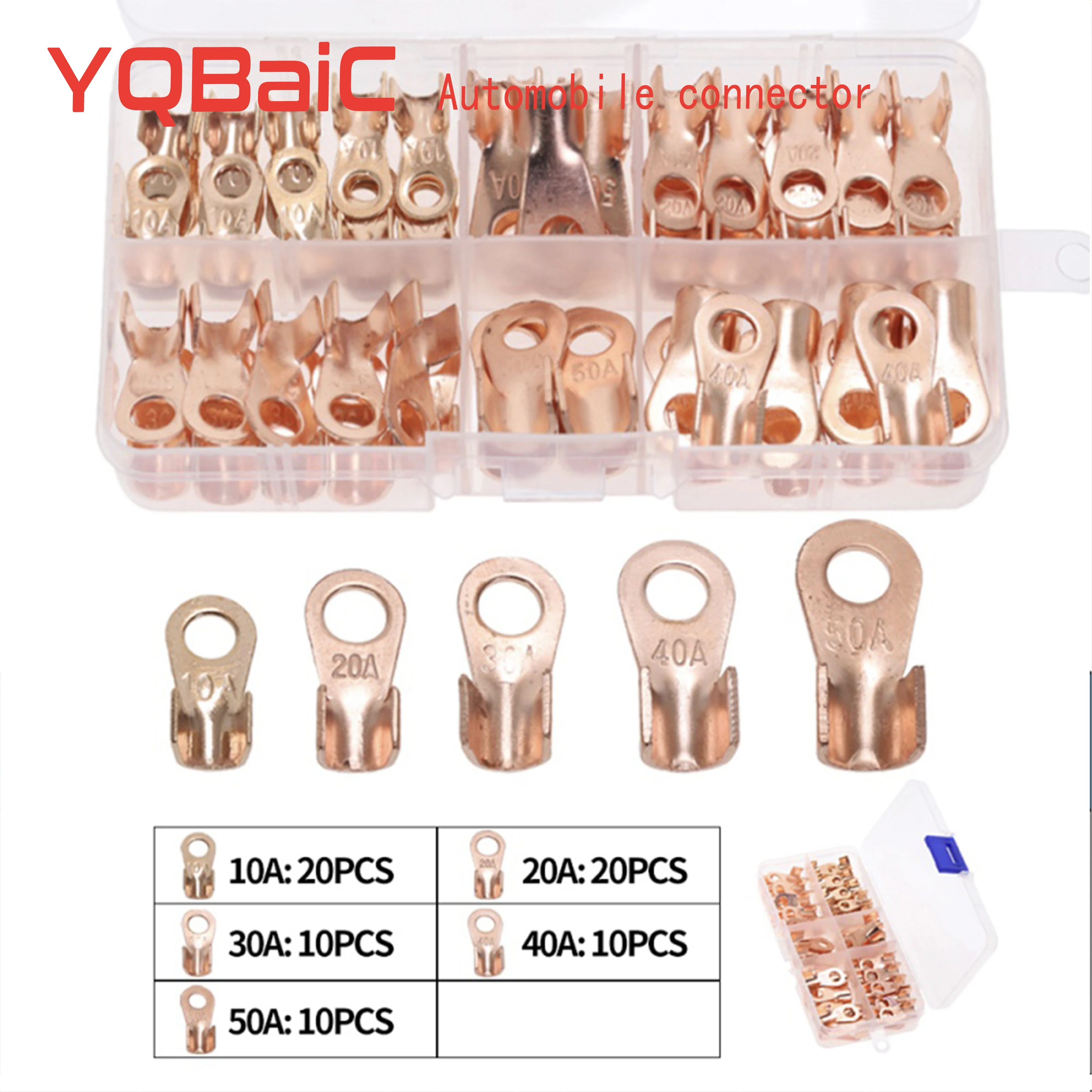70pcs Copper Battery Cable Connector Terminal Open Lugs Wire Terminals OT 10/20/30/40/50A
70pcs Copper Battery Cable Connector Terminal Open Lugs Wire Terminals OT 10/20/30/40/50A