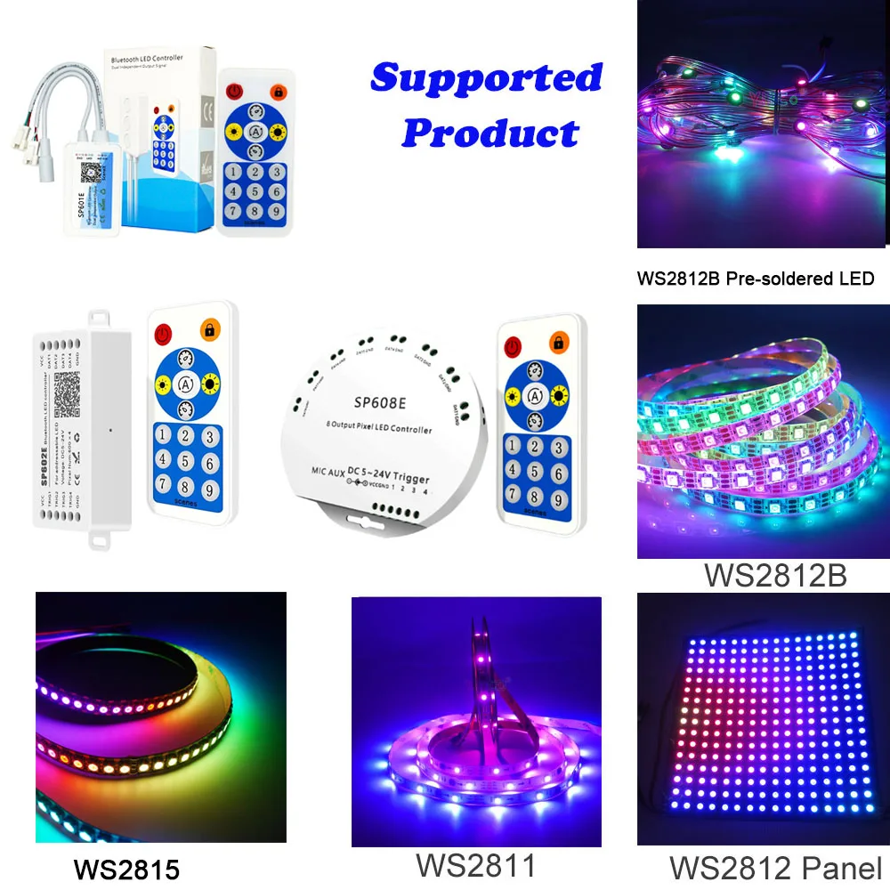 DC5-24V 2/4/8 CH Signal Output WS2812B Music Controller Built In Mic WS2811 WS2815 LED Light Strip Bluetooth-compatible
DC5-24V 2/4/8 CH Signal Output WS2812B Music Controller Built In Mic WS2811 WS2815 LED Light Strip Bluetooth-compatible
