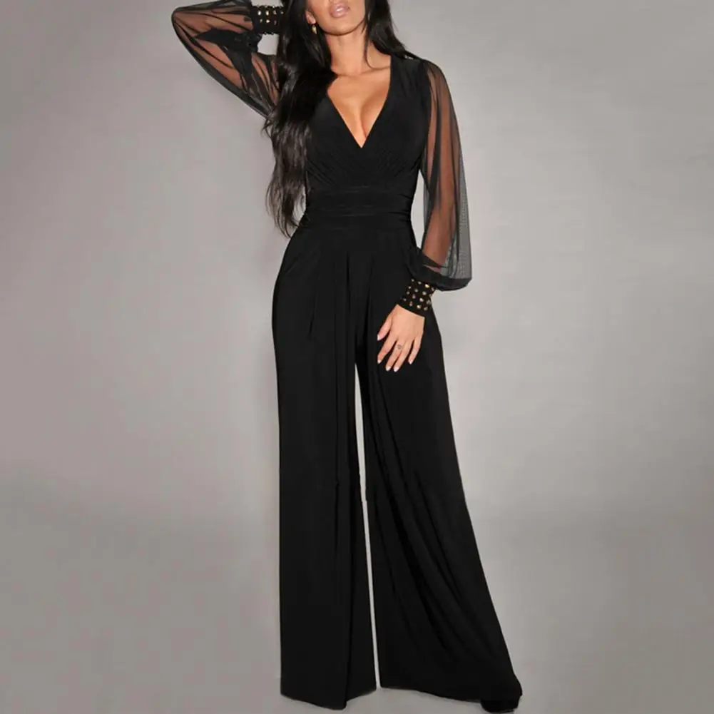 Temperament Mesh Waist Tight Women Overalls Graceful Straight Leg Women Jumpsuit Stylish Riveted Cuff Office Jumpsuit For Work
Temperament Mesh Waist Tight Women Overalls Graceful Straight Leg Women Jumpsuit Stylish Riveted Cuff Office Jumpsuit For Work
