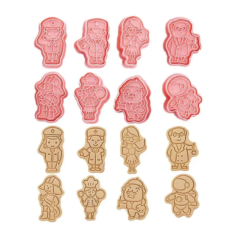 3D Cookie Stamps Set Set Of 8 Career-themed Cartoon Biscuit Molds Pastry Decorating Mold For Bakeware Tool Cute Cookie Baking
3D Cookie Stamps Set Set Of 8 Career-themed Cartoon Biscuit Molds Pastry Decorating Mold For Bakeware Tool Cute Cookie Baking