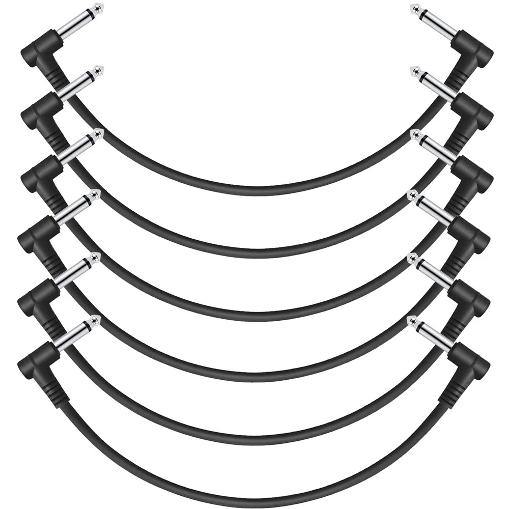 

Соединительные кабели для гитары, 6 шт., 12-дюймовый кабель для педали эффектов, прямоугольный аудиошнур 1/4 дюйма, Штекерный разъем для микрофона Amp/Am