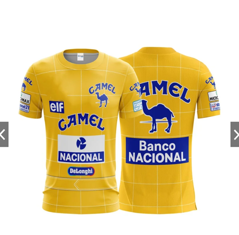 

Summer Hot Selling Classic Retro 1987 F1 Team Camel Co branded Round Neck Short Sleeve Men's Outdoor Racing Sports Leisure T-shi