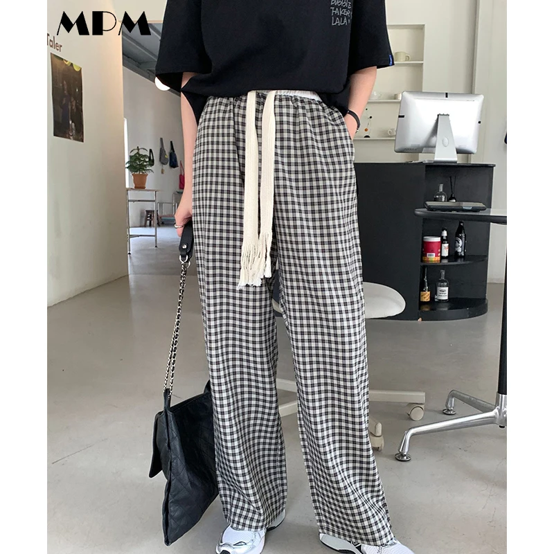 Retro Plaid Women Casual Pants Fashion High Waist Ladies Drawstring Straight Wide Leg Pants Young Women's Trousers Loose 2022
Retro Plaid Women Casual Pants Fashion High Waist Ladies Drawstring Straight Wide Leg Pants Young Women's Trousers Loose 2022