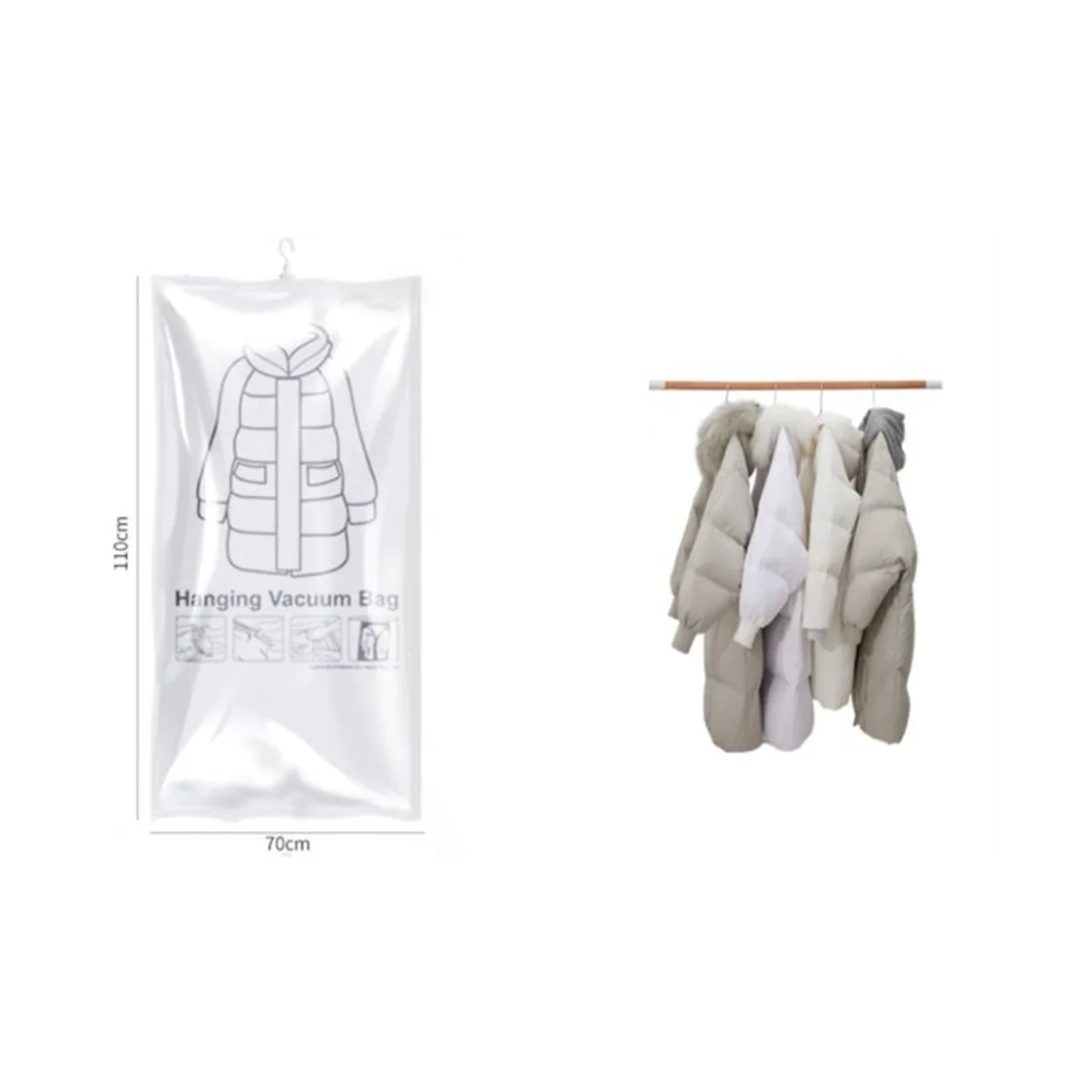 6PCS Hanging Vacuum Storage Bags for Clothes Vacuum Space Saver Bags for Clothes with Hanger Hook
6PCS Hanging Vacuum Storage Bags for Clothes Vacuum Space Saver Bags for Clothes with Hanger Hook