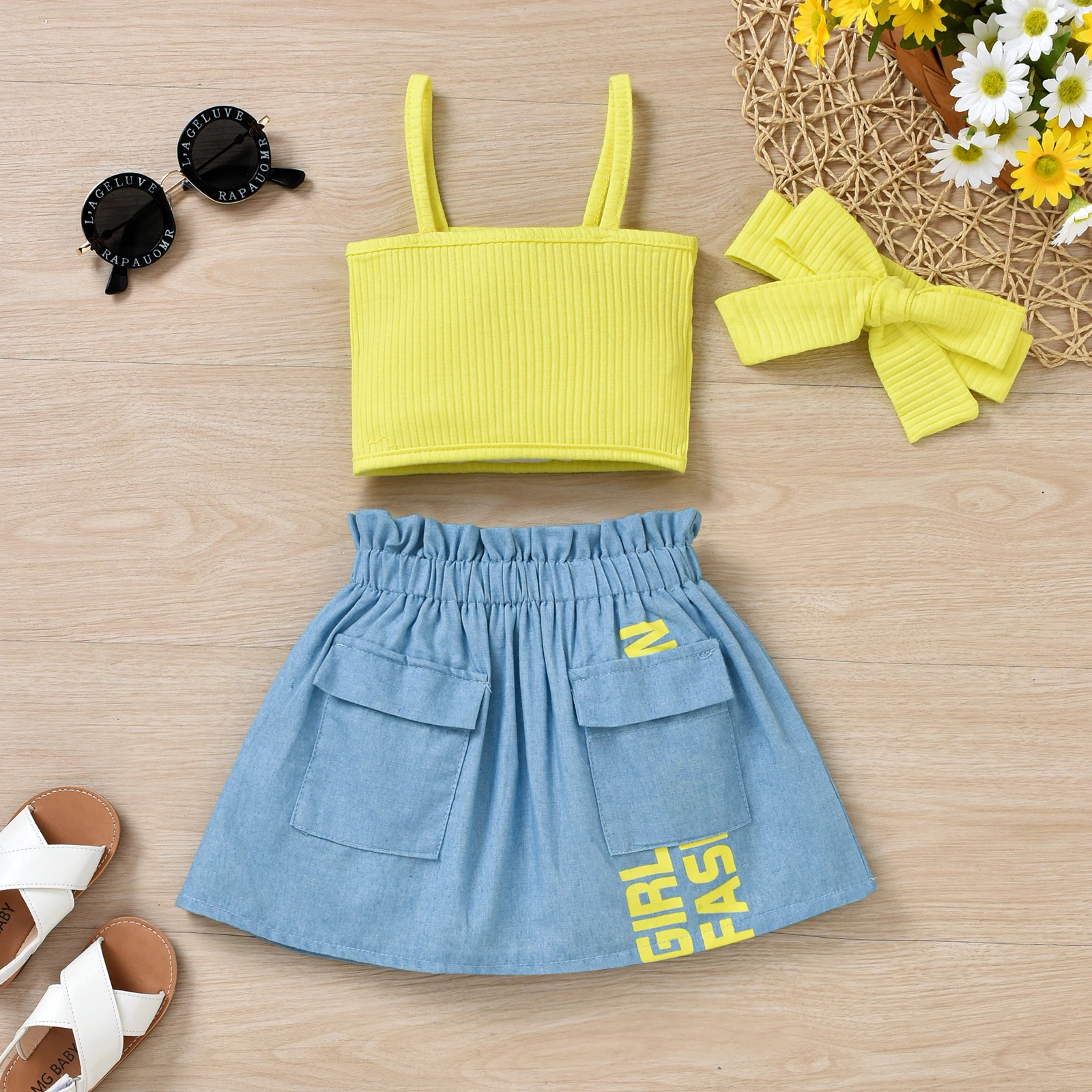 0-3Y Baby Girls Summer Clothes Sets Solid Color Sleeveless Crop Tops + Denim A-line Skirt + Headband 3Pcs Infant Casual Outfits
0-3Y Baby Girls Summer Clothes Sets Solid Color Sleeveless Crop Tops + Denim A-line Skirt + Headband 3Pcs Infant Casual Outfits