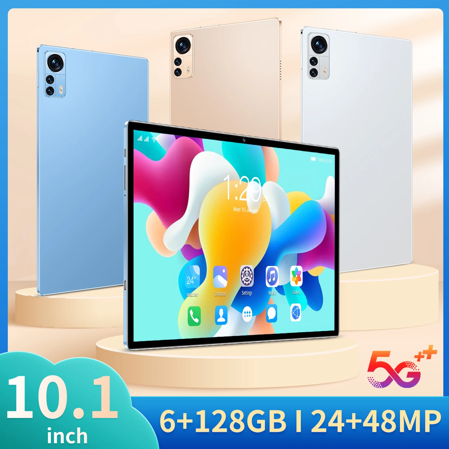 

[Global Version] 10.1-inch 5G tablet 6GB+128GB Android 10.0 tablet HD full screen dual card+face recognition+wifi+8000mAh
