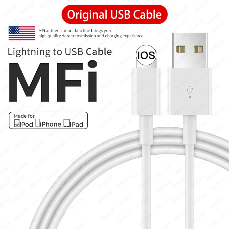 

1m 2m Original Lighting USB Charger Cable For Apple iPhone 6 6s 7 8 Plus 11 12 Pro XS Max Mini X XR 5S iPad mini Data Sync Line