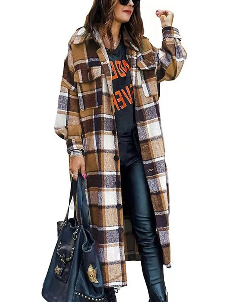 All-match Coat Women Korean Fashion 2022 Plaid Print Lantern Sleeve Longline Shacket Casual Elegant Knitted Oversize Jacket
All-match Coat Women Korean Fashion 2022 Plaid Print Lantern Sleeve Longline Shacket Casual Elegant Knitted Oversize Jacket