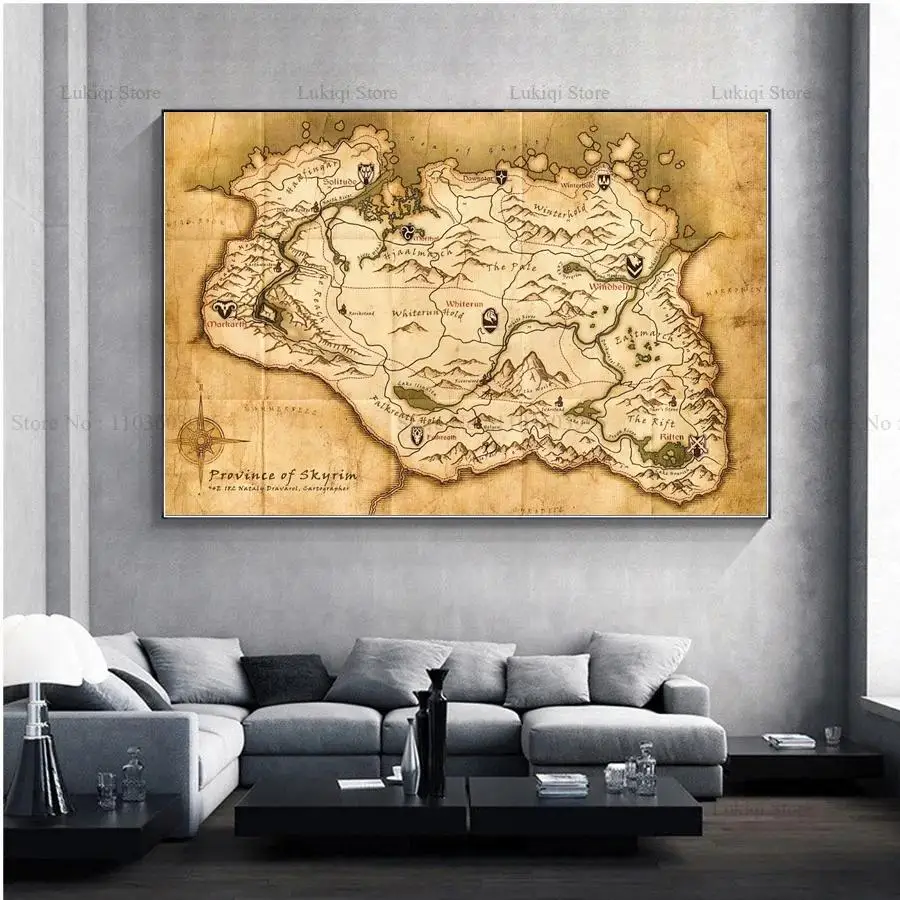 Винтажная карта Elder Scrolls Skyrim печать на холсте
Винтажная карта Elder Scrolls Skyrim печать на холсте