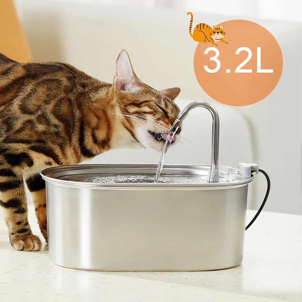 3.2L Cat Drinking Fountain Automatic Stainless Steel Pet Cats Water Dispenser Ultra-quiet Pump Water Foutain for Multiple Pets
3.2L Cat Drinking Fountain Automatic Stainless Steel Pet Cats Water Dispenser Ultra-quiet Pump Water Foutain for Multiple Pets