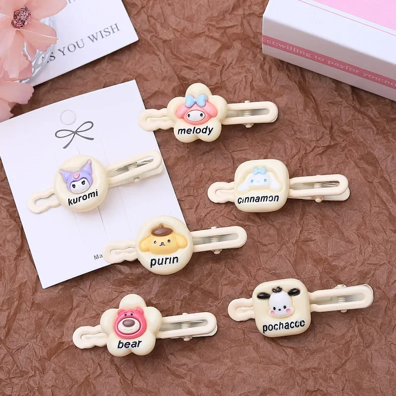 Милая заколка для волос Sanrio мультяшная смола черная красота мелодичная боковая
