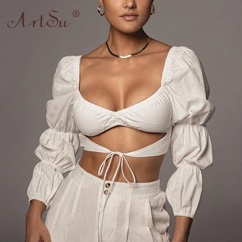 ArtSu Lantern Sleeve Ruched Top White Blouse Shirts 2022 Off Shoulder Fashion Sexy Hollow Out Women Crop Tops Shirt Party Club
ArtSu Lantern Sleeve Ruched Top White Blouse Shirts 2022 Off Shoulder Fashion Sexy Hollow Out Women Crop Tops Shirt Party Club