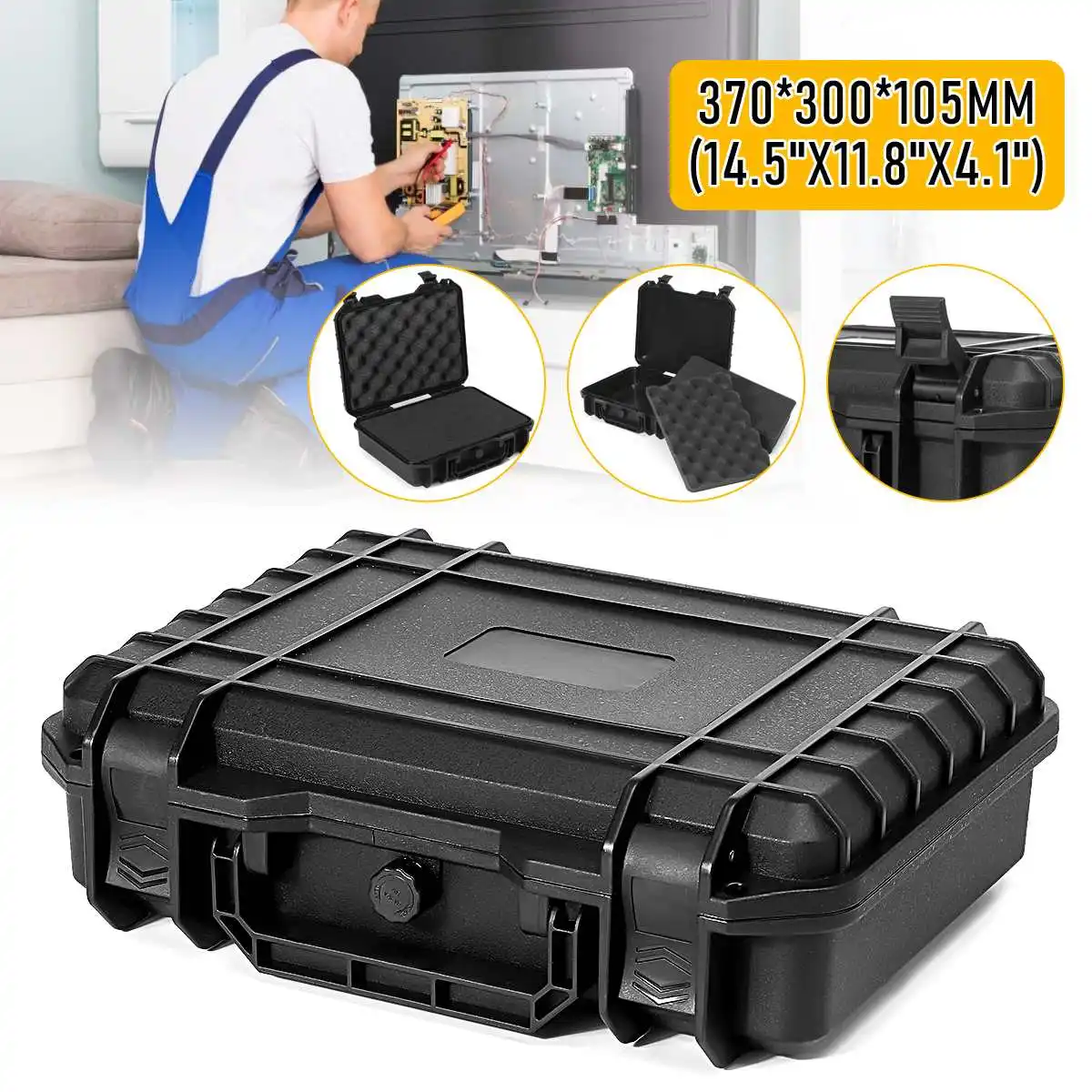 370*300*105mm Waterproof Hand Carry Tool Case Bag Storage Box Camera Photography with Sponge Protector Organizer Hardware Box
370*300*105mm Waterproof Hand Carry Tool Case Bag Storage Box Camera Photography with Sponge Protector Organizer Hardware Box