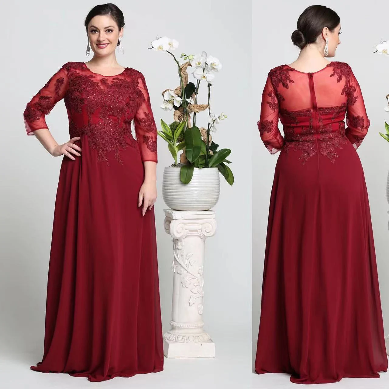 Burgundy Lace Chiffon Mother Of the Bride Gowns Wedding Party Formal Occasion Floor LengthEvening Dresses Customized
Burgundy Lace Chiffon Mother Of the Bride Gowns Wedding Party Formal Occasion Floor LengthEvening Dresses Customized