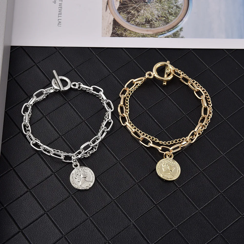 2023 New Fashion Bracelet Double Layer Overlay Chain Retro Portrait OT Button Punk Hip Hop Hand Jewelry
2023 New Fashion Bracelet Double Layer Overlay Chain Retro Portrait OT Button Punk Hip Hop Hand Jewelry