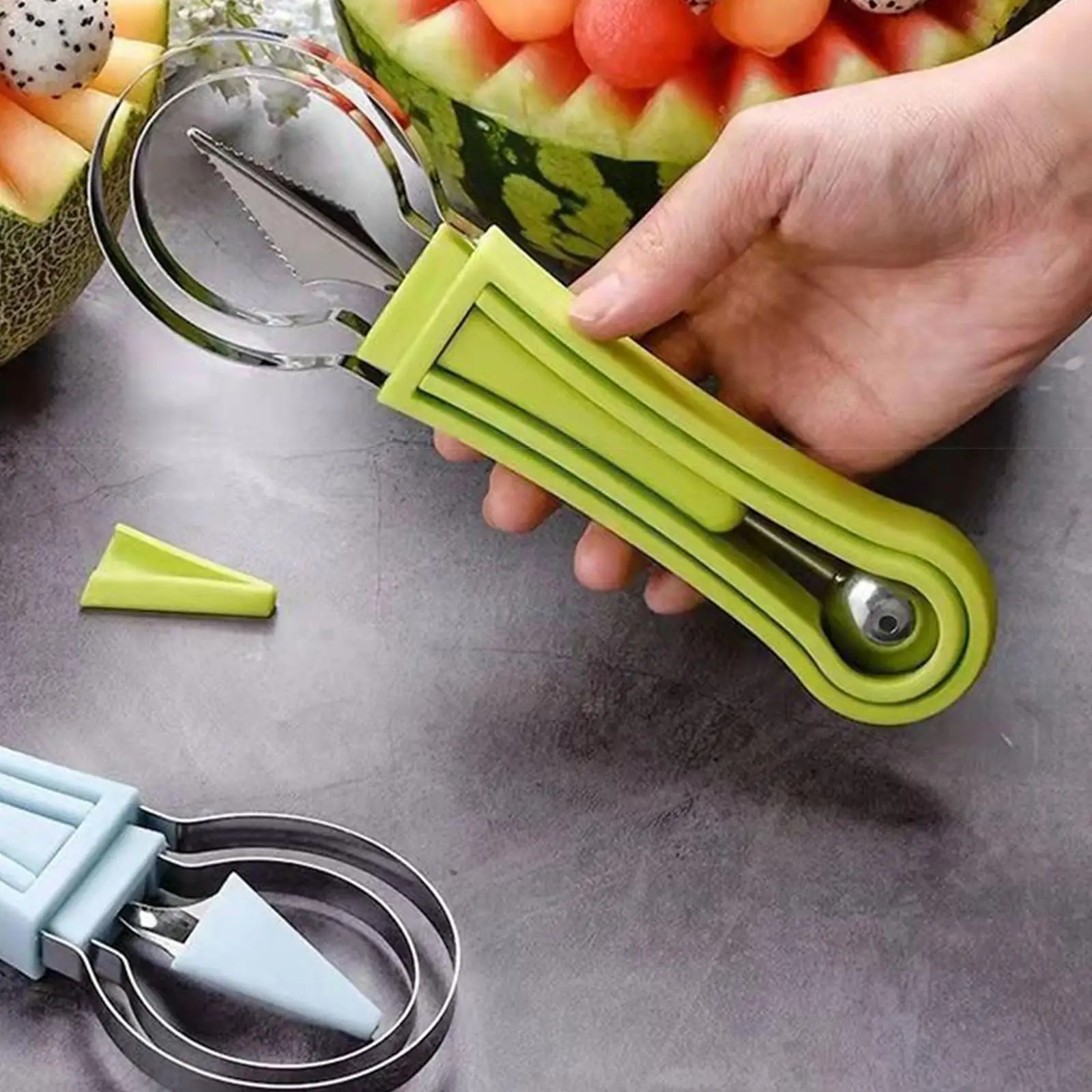 

4 In 1 Melon Cutter Scoop Fruit Carving Knife Fruit Acces Separator Pulp Cutter Kitchen Gadgets Dig V1U4