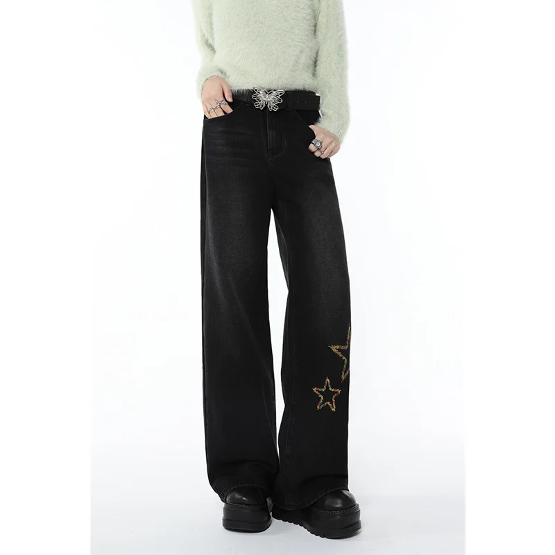 2023Casual slim-fit pants, Black High Waist Women Straight Jeans Design Streetwear Korean Fashion Vintage Baggy Hip-hop Denim T
2023Casual slim-fit pants, Black High Waist Women Straight Jeans Design Streetwear Korean Fashion Vintage Baggy Hip-hop Denim T