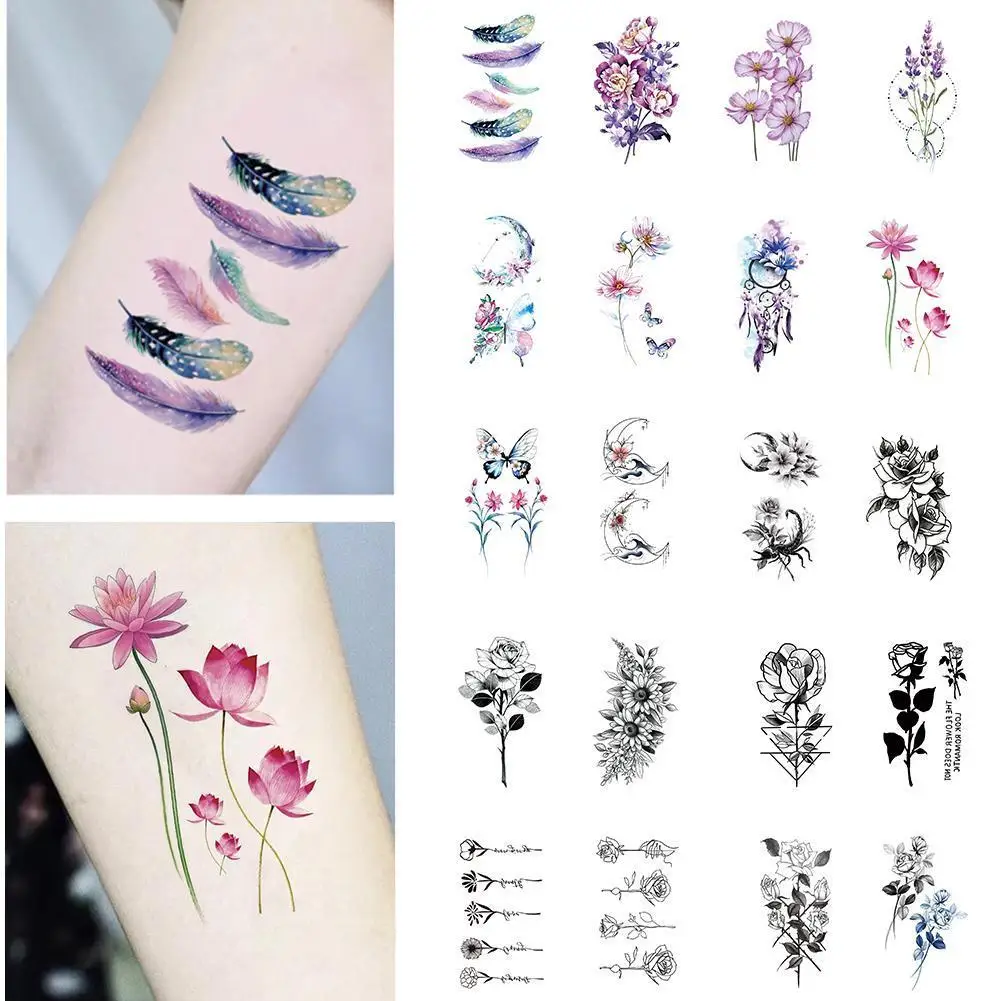 1pc Floral Feather Temporary Tattoo Sticker Natural Rose Lily Pattern Arm Leg Body Art Waterproof Watercolor Fake Tattoo Sticker
1pc Floral Feather Temporary Tattoo Sticker Natural Rose Lily Pattern Arm Leg Body Art Waterproof Watercolor Fake Tattoo Sticker