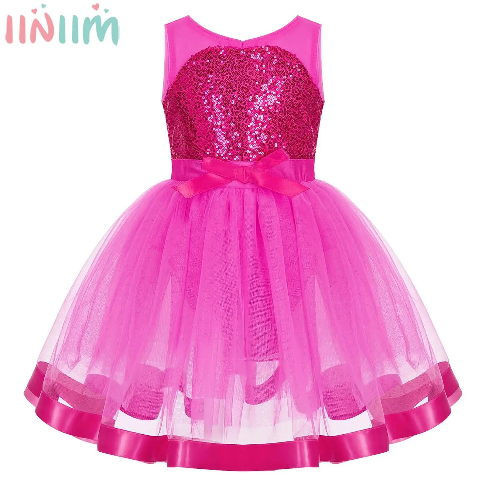 Children Girls Mesh Princess Tutu Ballet Dance Leotard Dress Sleeveless Shiny Sequin Bowknot Decor Wedding Birthday Party Dress
Children Girls Mesh Princess Tutu Ballet Dance Leotard Dress Sleeveless Shiny Sequin Bowknot Decor Wedding Birthday Party Dress