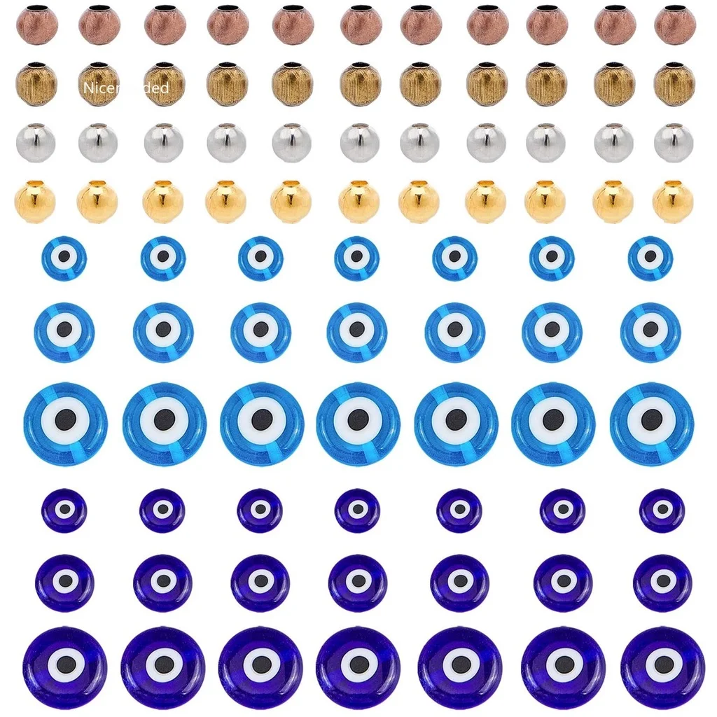 About 264 Pcs Evil Eye BeadsLampwork Flat Round Beads Strands with Iron Spacer Round Beads for Jewelry Making
About 264 Pcs Evil Eye BeadsLampwork Flat Round Beads Strands with Iron Spacer Round Beads for Jewelry Making