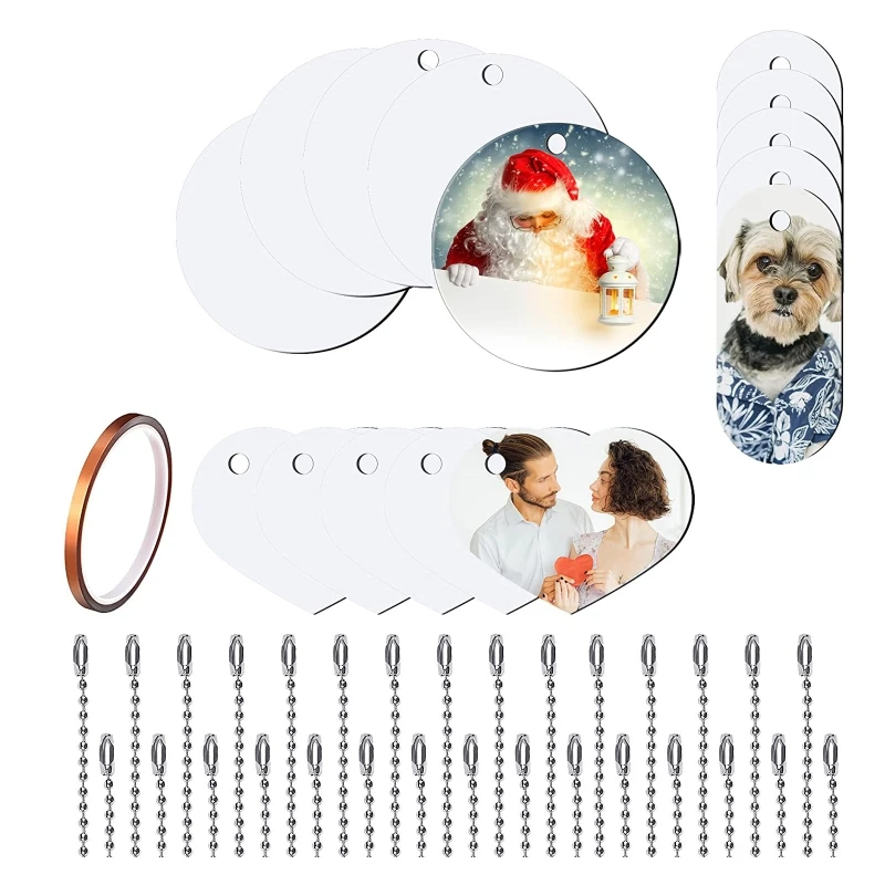 3 Shapes Ornament Blanks 46Pcs Sublimation Blank Keychains Double-Side Heat Transfer Boards Keyring for DIY Craft
3 Shapes Ornament Blanks 46Pcs Sublimation Blank Keychains Double-Side Heat Transfer Boards Keyring for DIY Craft