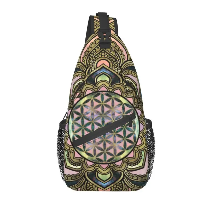 

Mandala Spiritual Flower Of Life In Lotus Sling Bag for Traveling Men's Geometry Chest Crossbody Backpack Shoulder Daypack