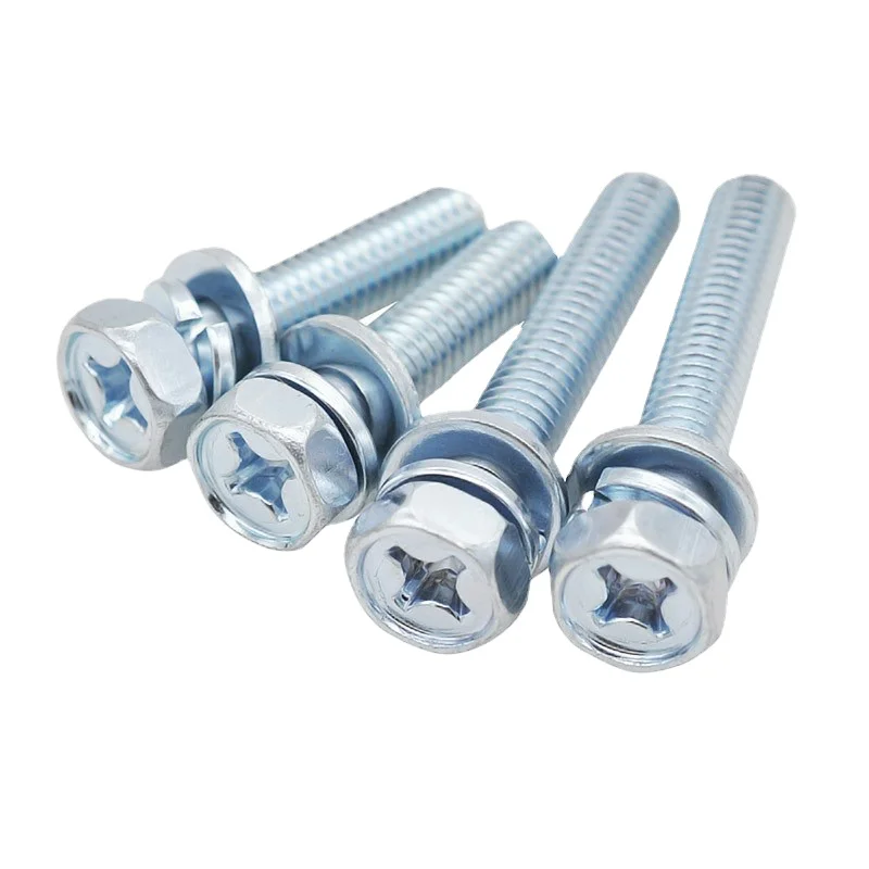 100pcs M5 M6 Hex Cross Bolt Phillips Flat Gasket Spring Washers Set Phillips Hexagon Screws Carbon Steel GB9074.13 12-30mm 16mm
100pcs M5 M6 Hex Cross Bolt Phillips Flat Gasket Spring Washers Set Phillips Hexagon Screws Carbon Steel GB9074.13 12-30mm 16mm