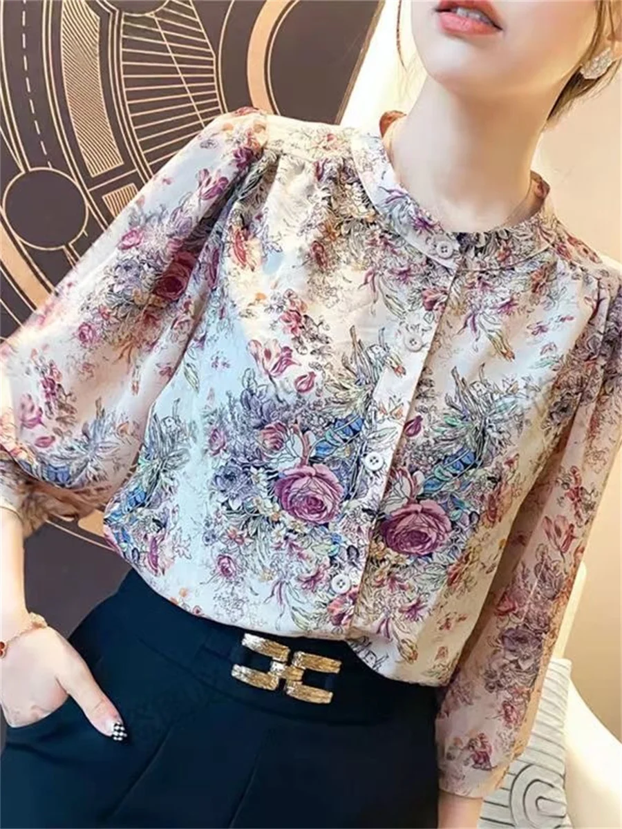 Woman Summer Style Chiffon Blouses Tops Lady Casual Half Lantern Sleeve Stand Collar Flower Printed Blusas Tops DF4386
Woman Summer Style Chiffon Blouses Tops Lady Casual Half Lantern Sleeve Stand Collar Flower Printed Blusas Tops DF4386