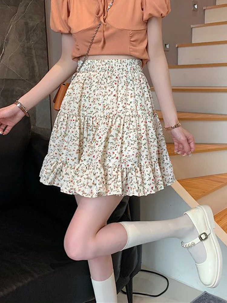 Zoki Floral Skirt Korean Women Ruffles Sweet A Line Mini Skirt Elegant Preppy Style Summer Casual Fashion Female Dance Skirt
Zoki Floral Skirt Korean Women Ruffles Sweet A Line Mini Skirt Elegant Preppy Style Summer Casual Fashion Female Dance Skirt