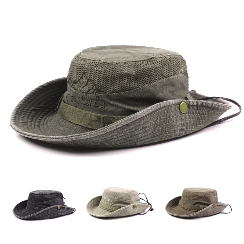 

Панама мужская из 100% хлопка, сетчатая Панама в стиле ретро, шляпа для рыбалки в джунглях, Пляжная шапка для папы, лето