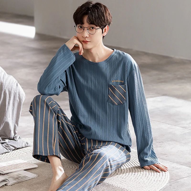 Men's Pajamas Set Autumn Winter Leisure Elastic Waist Men Sleepwear Cotton Men's Long Sleeve Nightwear Trousers Homewear Clothes
Men's Pajamas Set Autumn Winter Leisure Elastic Waist Men Sleepwear Cotton Men's Long Sleeve Nightwear Trousers Homewear Clothes