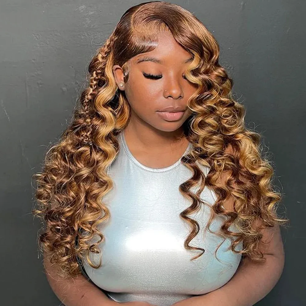 Highlight Wig Human Hair 40 Inch 250% Loose Deep Wave Highlight HD Lace Frontal Wig Human Hair Honey Blonde Curly Lace Front Wig
Highlight Wig Human Hair 40 Inch 250% Loose Deep Wave Highlight HD Lace Frontal Wig Human Hair Honey Blonde Curly Lace Front Wig