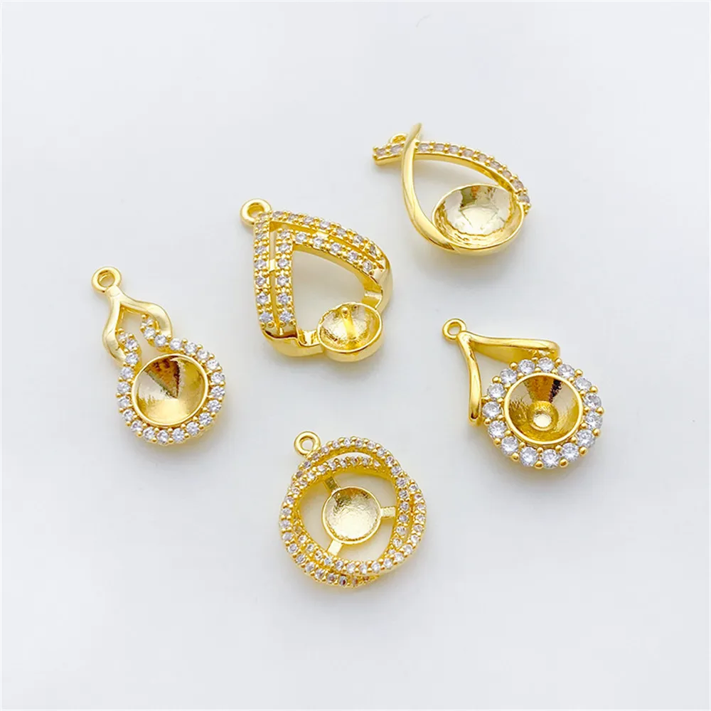 14K Pack Gold Color Zircon Pearl Accessories with Hollow Half Hole Bead Holder Pendant DIY Bottom Holder Necklace Jewelry
14K Pack Gold Color Zircon Pearl Accessories with Hollow Half Hole Bead Holder Pendant DIY Bottom Holder Necklace Jewelry