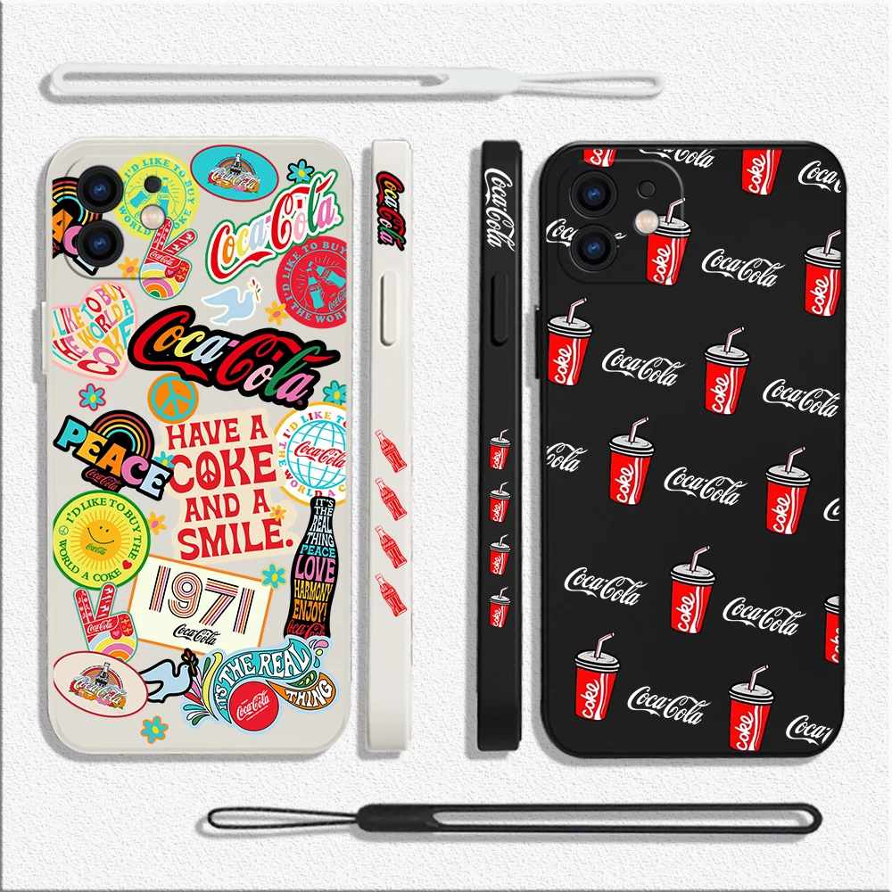

Drink Cola Phone Case For Samsung Galaxy S23 S22 S21 S20 Ultra Plus FE S10 4G S9 S10E Note 20 10 9 Plus With Lanyard Cover