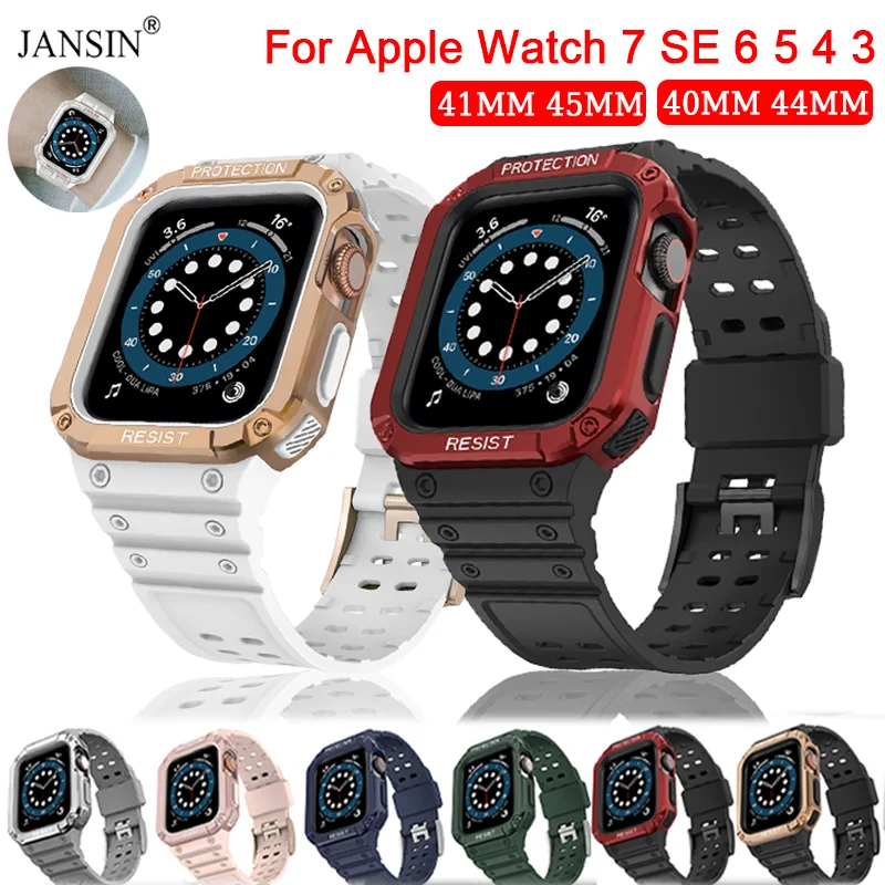 Silicone Strap+Case For Apple Watch 7 Band 41mm 45mm Sport Bracelet For iWatch 6 5 4 40mm 44mm 38mm 42mm Protector Cover Correa
Silicone Strap+Case For Apple Watch 7 Band 41mm 45mm Sport Bracelet For iWatch 6 5 4 40mm 44mm 38mm 42mm Protector Cover Correa