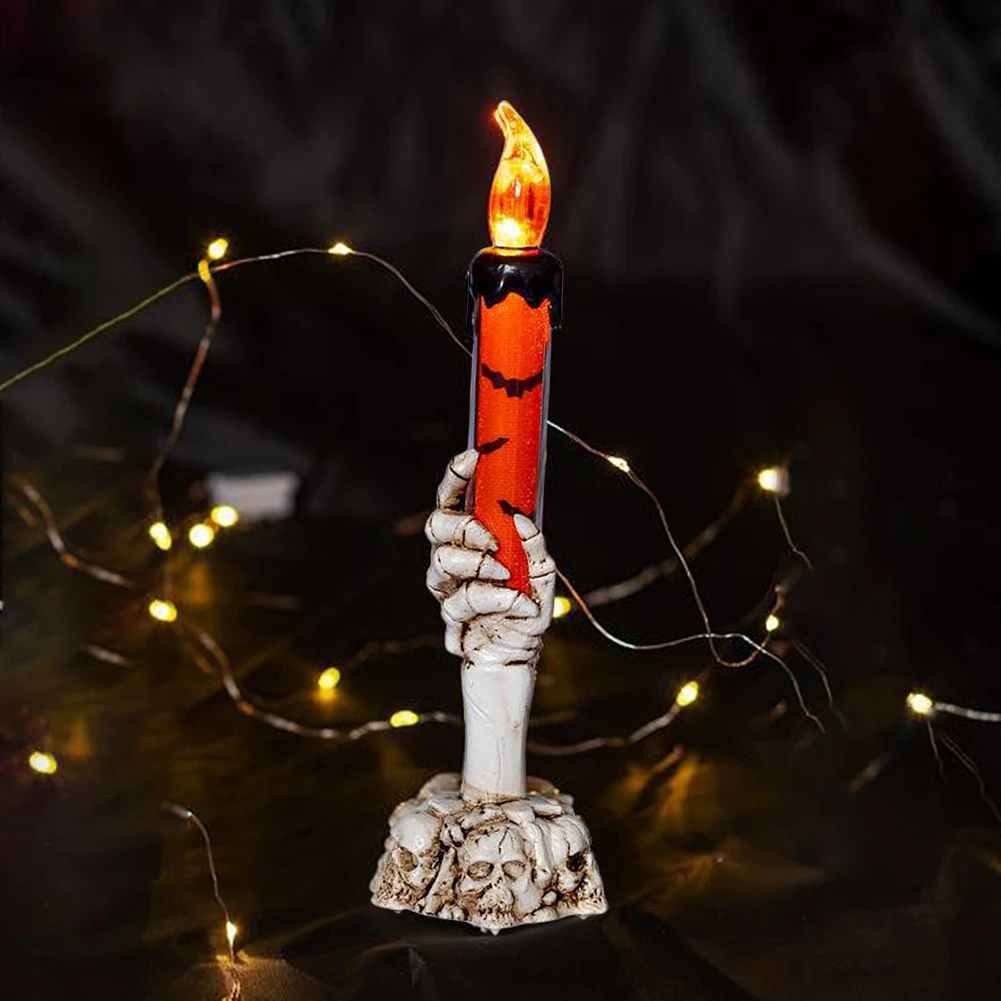 

Halloween Flameless Candle Battery Powered Candlestick Lamp Creative Gift LED Halloween Candles for Outdoor Party Halloween Home