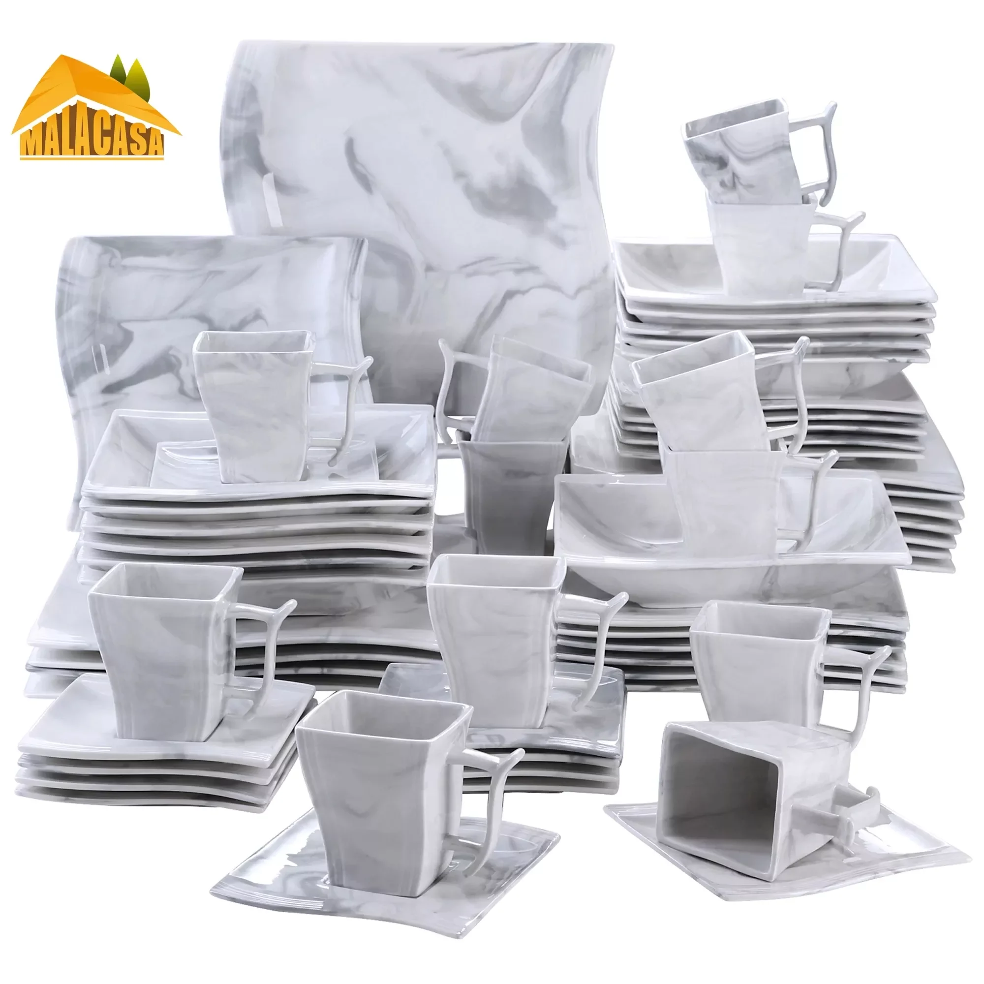 30/60PCS Marble Porcelain Dinnerware Set with 12*Dinner Plate,Dessert Plate,Soup Plate,Cups&Saucers Tableware Set
30/60PCS Marble Porcelain Dinnerware Set with 12*Dinner Plate,Dessert Plate,Soup Plate,Cups&Saucers Tableware Set