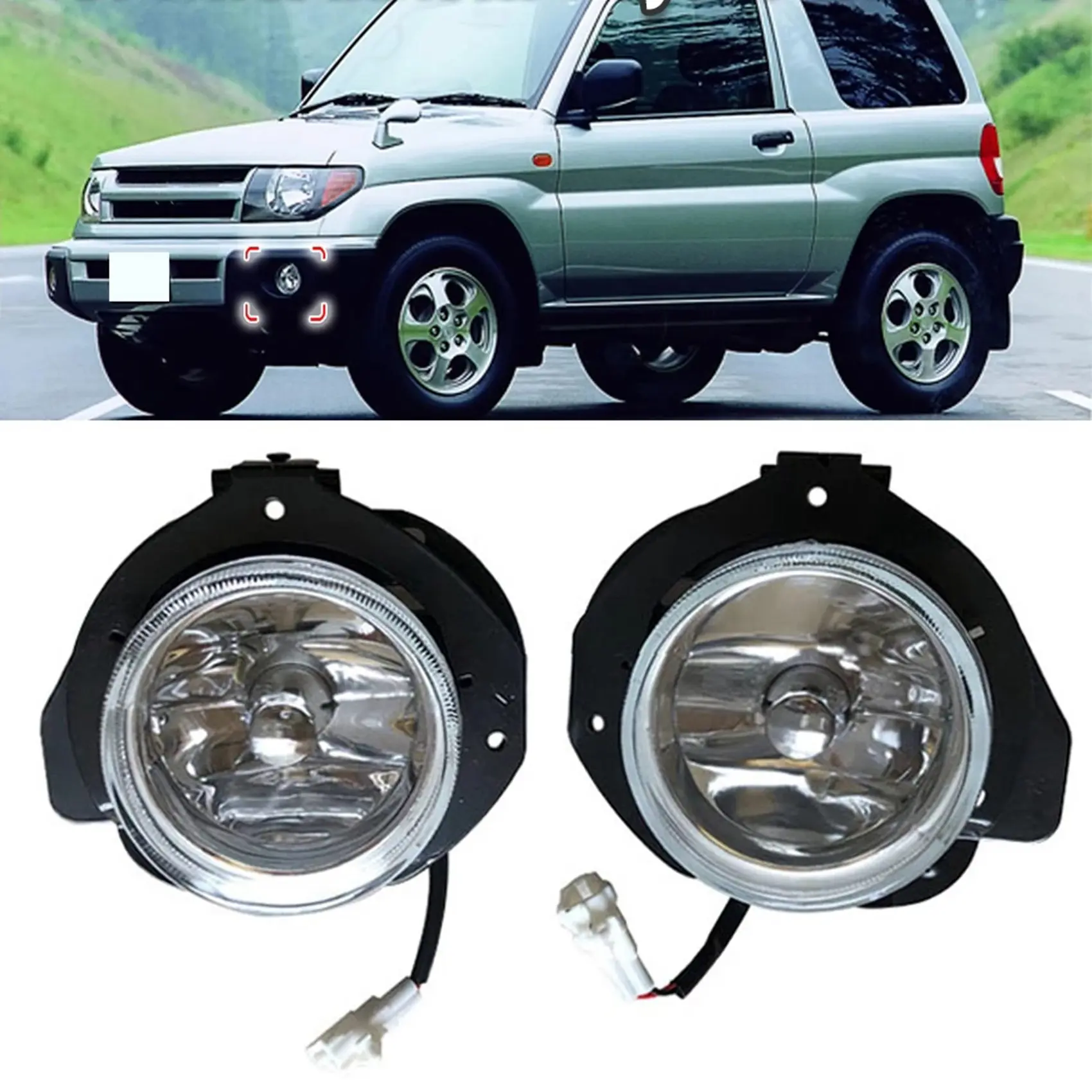 1Pair Car Front Bumper Fog Lights Assembly Driving Lamp Foglight for Mitsubishi Pajero IO Montero Pinin for Shogun Mini 
1Pair Car Front Bumper Fog Lights Assembly Driving Lamp Foglight for Mitsubishi Pajero IO Montero Pinin for Shogun Mini