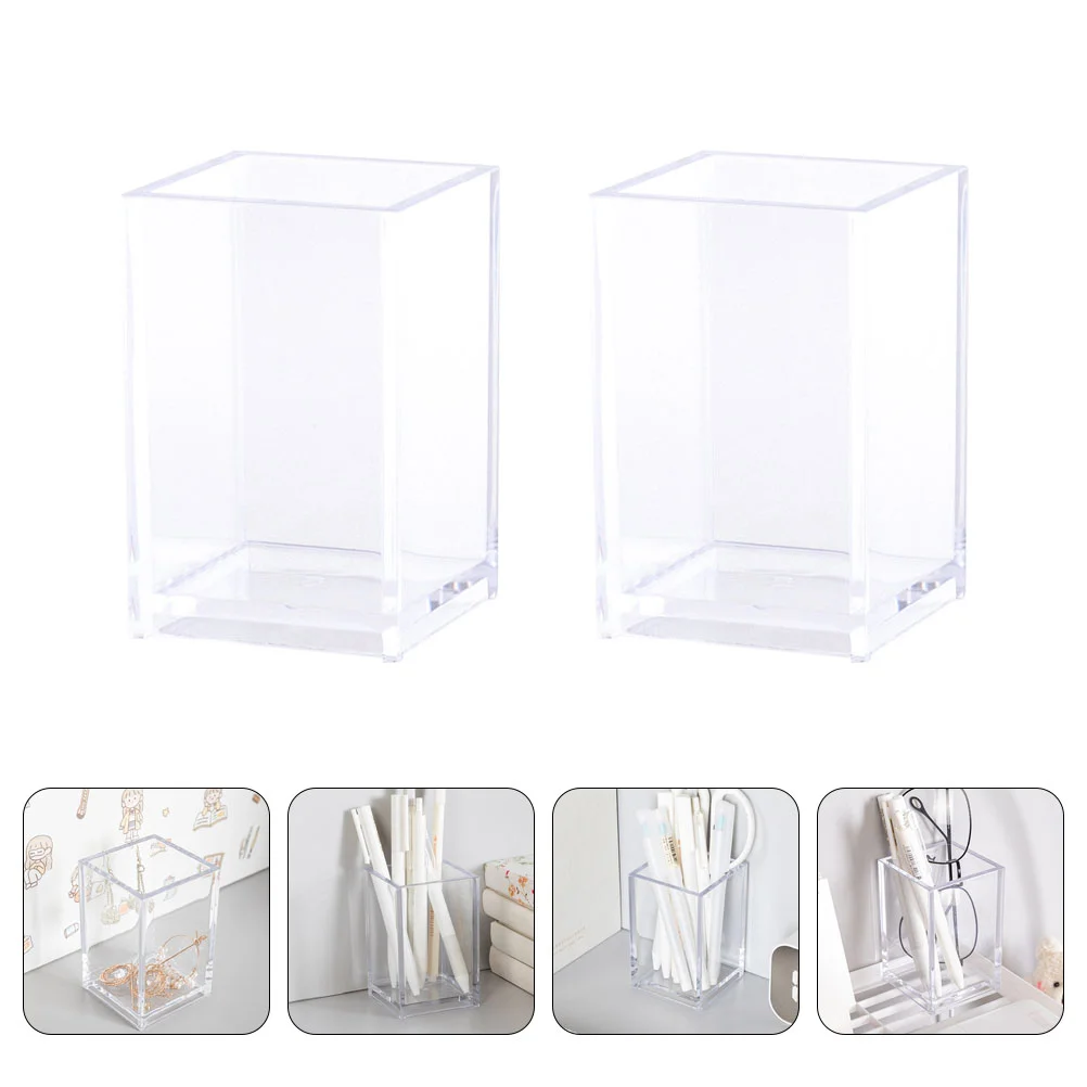 2Pcs Square Pen Holders Desktop Storage Boxes Makeup Brush Containers Transparent
2Pcs Square Pen Holders Desktop Storage Boxes Makeup Brush Containers Transparent
