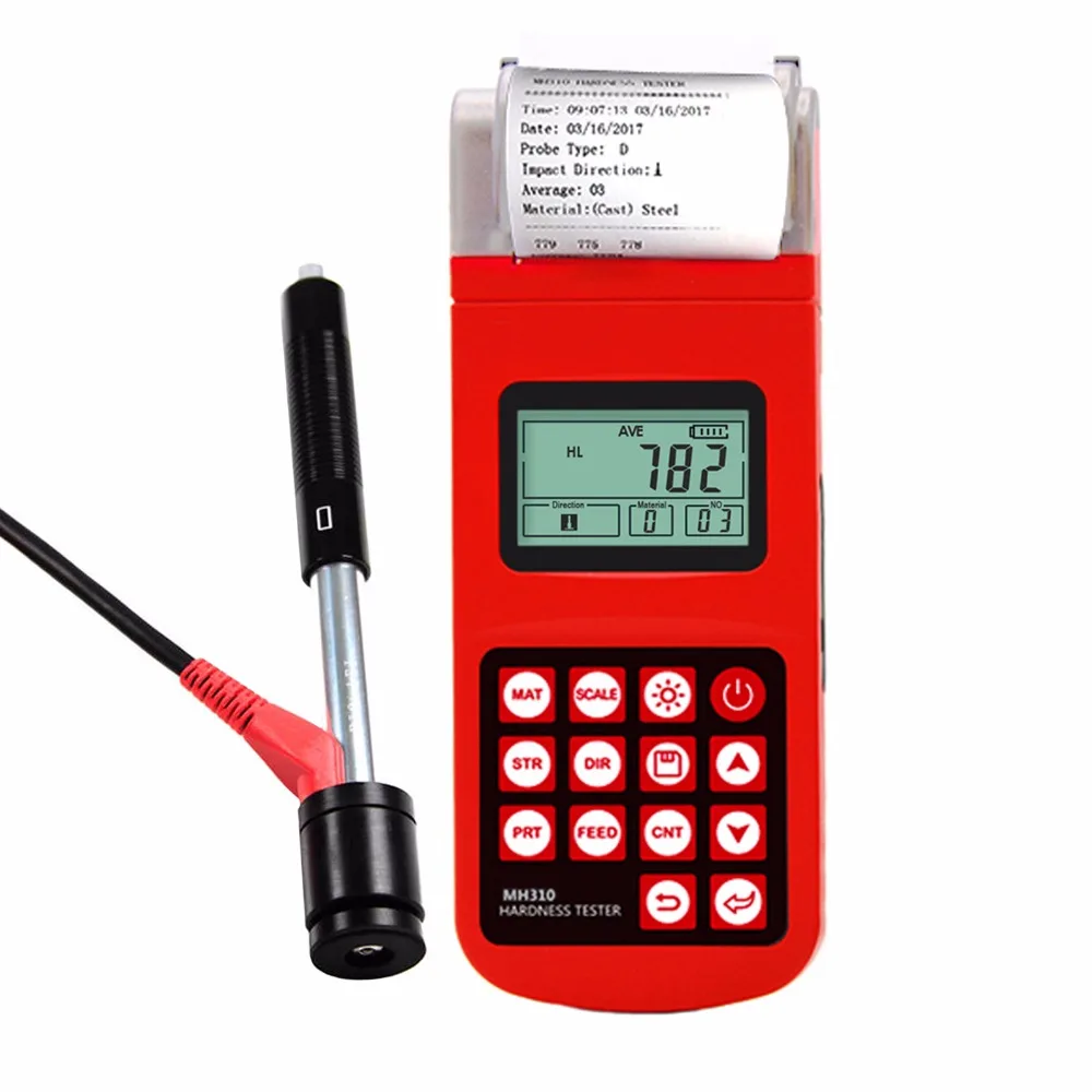 MH310 Portable Leeb Hardness Tester Gauge 170~960HLD Steel Cast Iron LCD EL backlight with Integrated High Speed Thermal Printer
MH310 Portable Leeb Hardness Tester Gauge 170~960HLD Steel Cast Iron LCD EL backlight with Integrated High Speed Thermal Printer