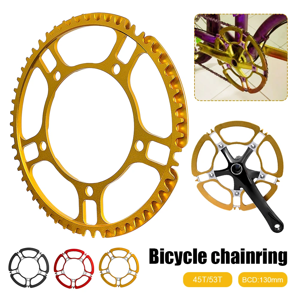 Round Chainring 5-Bolt 130BCD Single Speed Bicycle Chain Ring Aluminum Alloy 45T 53T Folding Mountain Bike Accessories
Round Chainring 5-Bolt 130BCD Single Speed Bicycle Chain Ring Aluminum Alloy 45T 53T Folding Mountain Bike Accessories