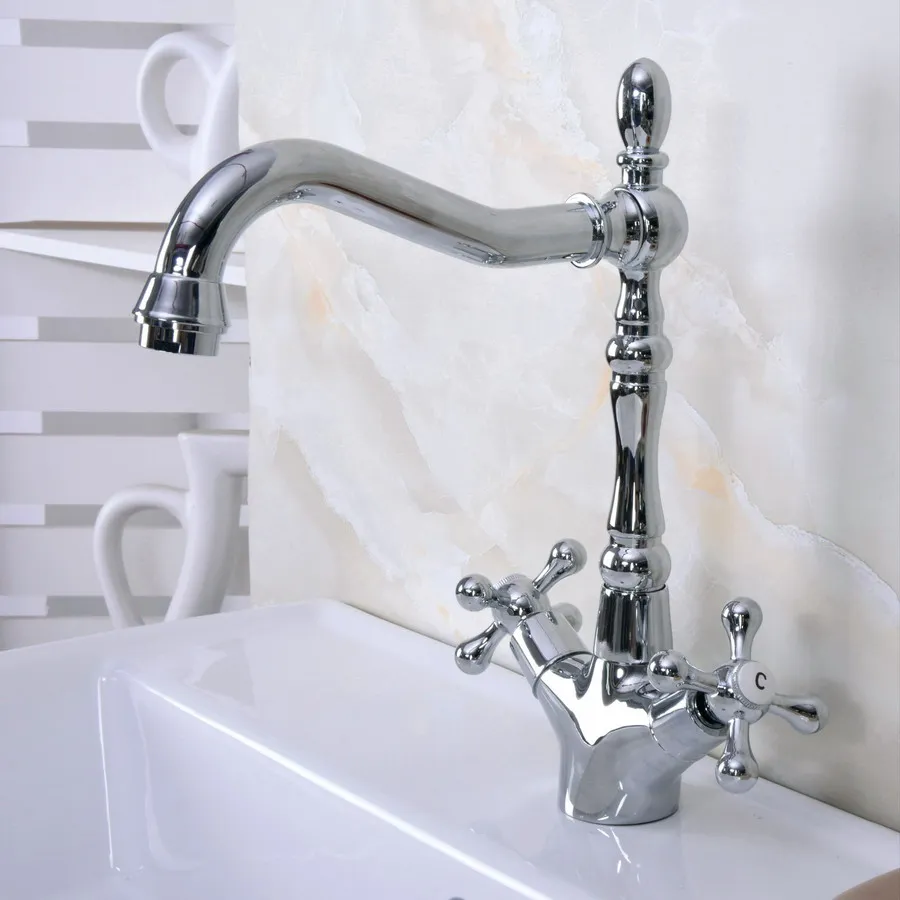 Chrome Brass Double Handle Swivel Spout Basin Faucet Single Hole Deck Mount Kitchen Bathroom Sink Cold And Hot Mixer Tap Dnf917
Chrome Brass Double Handle Swivel Spout Basin Faucet Single Hole Deck Mount Kitchen Bathroom Sink Cold And Hot Mixer Tap Dnf917