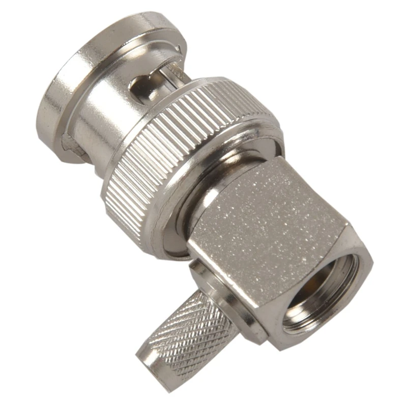 

20X BNC Male Plug Right Angle Crimp For RG58 RG400 RFC195 RF Coax Adapter Connector,Silver