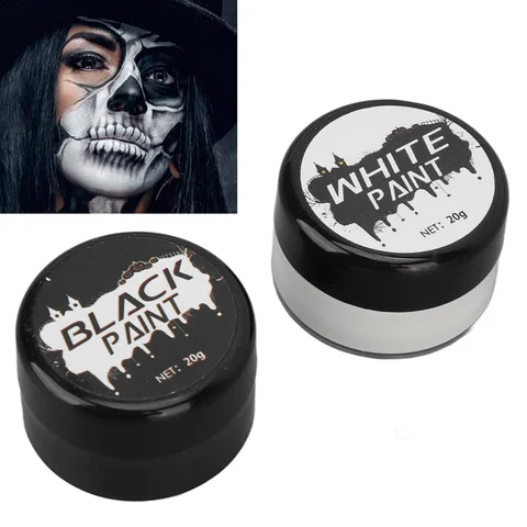 Набор для рисования лица на Хэллоуин, черно-белая краска для тела, набор для макияжа на Хэллоуин, для самостоятельного косплея, искусственная кожа, для вечеринки взрослых
