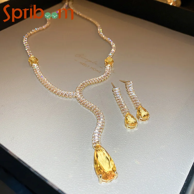Yellow Crystal Pendant Necklaces for Women Shiny Rhinestones Wedding Party Jewelry Elegant Necklace Female Anniversary Gifts
Yellow Crystal Pendant Necklaces for Women Shiny Rhinestones Wedding Party Jewelry Elegant Necklace Female Anniversary Gifts