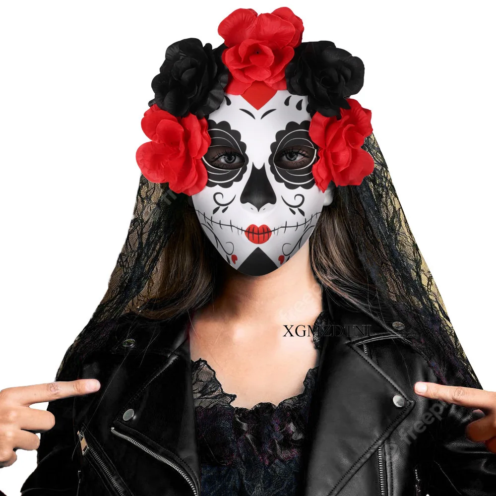 Mexico Halloween Day of The Dead Mask Flower Skeleton Black Lace Headdress Festival Party Cosplay Horror Prop Masquerade Dress
Mexico Halloween Day of The Dead Mask Flower Skeleton Black Lace Headdress Festival Party Cosplay Horror Prop Masquerade Dress